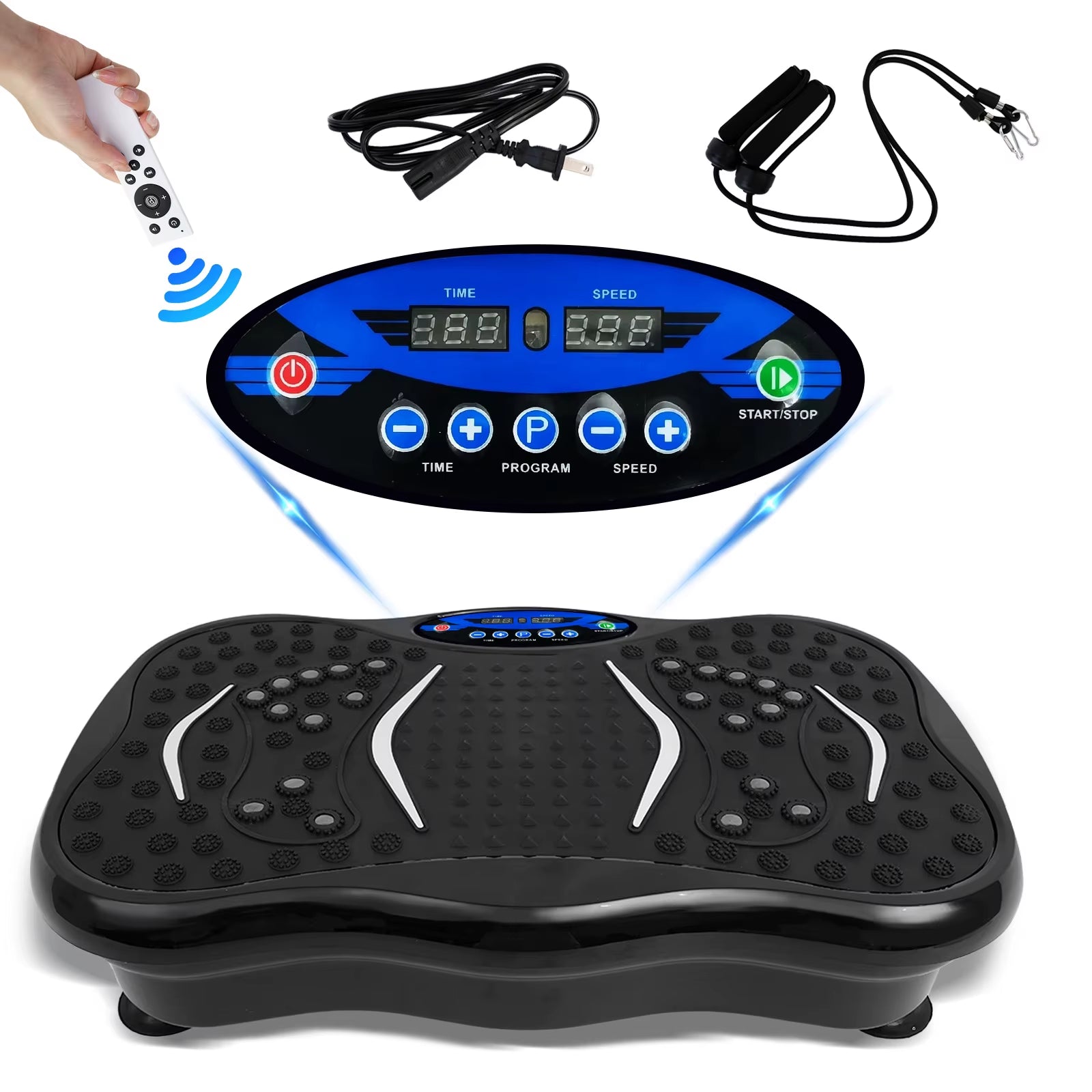 Vibration Plate Exercise Machine Fat-Burning Full Body Workout Power Vibration N Resistance Bands Fitness Equipmen Weight Loss