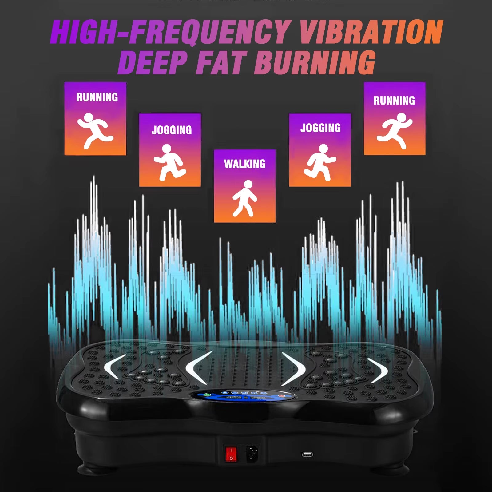 Vibration Plate Exercise Machine Fat-Burning Full Body Workout Power Vibration N Resistance Bands Fitness Equipmen Weight Loss