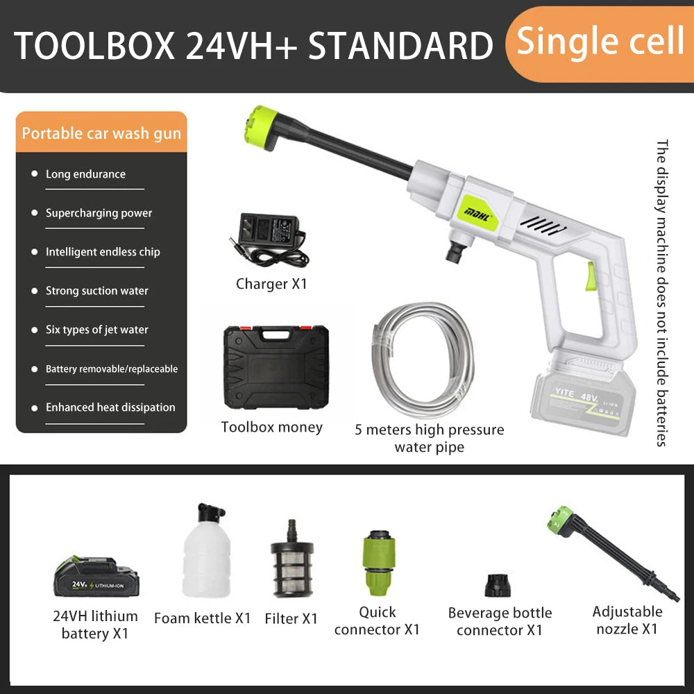 Cordless Pressure Washer Household Portable Car Wash Highpressure Water Gun Turbocharged High-Power Electric Car Washing Machine